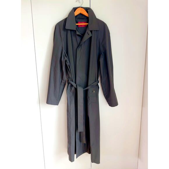 Vintage 80s Rain Trench coat Size Womens XL Mens L Gray Old Money Twee Classic - Picture 2 of 10